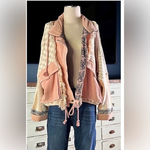 Free People Everything Nice Sugar Rose Pink Fringe Jacket M NWT - Picture 11 of 16